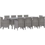 vidaXL Vrtni Set za Jelo 11 pcs Siva 250 x 100 x 73 cm Poliratan | shoptok.hr