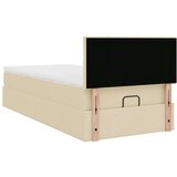 vidaXL Otomanski posteljni okvir z vzmetnico krem 80x200 cm blago, (21609323) | Shoptok.si
