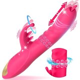 Paloqueth Thrusting G-Spot Rabbit Vibrator with Rotating Beads & Licking Tongue Pink Cene