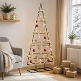  Metalno božićno drvce sa stalkom KUOPIO 125 cm Topla bijela - 125 cm Crna s LED svjetlima | shoptok.hr