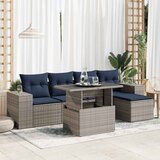  6-dijelni set vrtnih sofa poliratan i bagrem s jastucima sivi | shoptok.hr