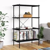 vidaXL 4-nadstropni regal s policami črn 80x40x130 cm | Shoptok.si