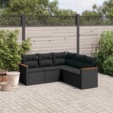  The Living Store Vrtna sedežna garnitura 5-delna z blazinami črn poli ratan - Vrtna Sedežna Garniture, (21478424) | Shoptok.si