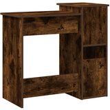 vidaXL Pisalna miza s policami dimljen hrast 84x40x78 cm inž. les | Shoptok.si
