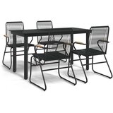  5-dijelni vrtni blagovaonski set od PVC ratana crni Crna Dužina stola 140 cm | shoptok.hr