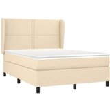 Box spring postelja z vzmetnico krem 140x200 cm blago, (20724610) | Shoptok.si