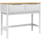 Maison Chic konzolna miza - miza ob steni FLORO bela 89,5x36,5x73 cm trdna borovina, (21786499) Cene
