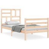  The Living Store Posteljni okvir z vzglavjem 100x200 cm trden les - Posteljni Okvir, (21496634) | Shoptok.si