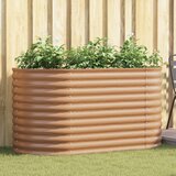 vidaXL Povišeni vrtni krevet smeđa s drvenim izgledom 160x80x81 cm čelik | shoptok.hr