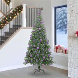 vidaXL Božično drevo med 300 LED z stojalom Zelena 240 cm PVC | Shoptok.si