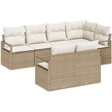  7-dijelni kauč set za vrt s jastucima Bež Poli Rattan 2-sjedalni kauč za vrt s pohranom i jastucima Bež Poli Rattan | shoptok.hr