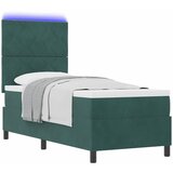  LED Box Spring Krevet Tamnozelena 80 x 200 cm Baršun | shoptok.hr