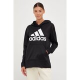 Adidas Dukserica za trening Big Logo za žene, boja: crna, s kapuljačom, s tiskom Cijene