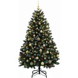 Umjetno božićno drvce zeleno s kuglicom 150 cm 150 LED lampica - Zelena s mraženim vrhovima Ø 80 x 150 cm s 150 LED dioda i zlat | shoptok.hr