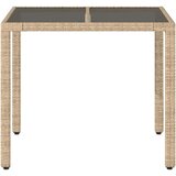 vidaXL Vrtni stol sa staklenom pločom bež 90x90x75 cm od poliratana | shoptok.hr