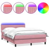 Krevet s oprugama i madracem LED ružičasti 140x210 cm baršunasti | shoptok.hr