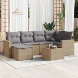 vidaXL 7-dijelni set vrtnih sofa od poliratana s jastucima bež Cijene