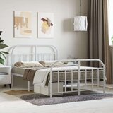 vidaXL Kovinski posteljni okvir z vzglavjem in vznožjem bel 120x190 cm | Shoptok.si