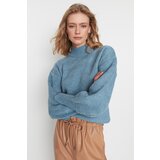 Trendyol Blue Knit Detail Stand Up Collar Knitwear Sweater | Shoptok.si