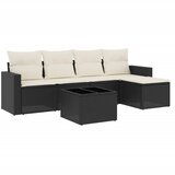 Maison Chic Seti vrtnega pohištva - Vrtna garnitura - Vrtni pohištvo set 6-delna z blazinami črna poli ratan, (21805511) | Shoptok.si