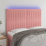 vidaXL LED posteljno vzglavje roza 144x5x118/128 cm žamet | Shoptok.si