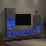  4-dijelni zidni TV elementi s LED svjetlima boja betona drveni | shoptok.hr