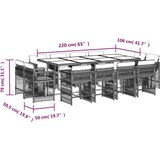 vidaXL Vrtna jedilna garnitura 13-delna z blazinami bež poli ratan, (21141476) | Shoptok.si