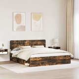  Konstrukcija postelje z vzglavjem Dimljeni oreh 200 x 200 cm, (5000102752) | Shoptok.si