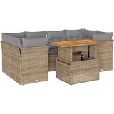 Maison Chic Seti vrtnega pohištva - Vrtna garnitura - Vrtni pohištvo set 7-delna z blazinami bež poli ratan, (21802296) | Shoptok.si