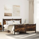 vidaXL Kovinski posteljni okvir brez vzmetnice dimljen hrast 150x200cm Cene