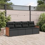 Maison Chic Seti vrtnega pohištva - Vrtna garnitura - Vrtni pohištvo set 4-delna z blazinami črna poli ratan, (21818287) | Shoptok.si