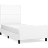 The Living Store Posteljni okvir z vzglavjem bel 100x200 cm umetno usnje - Posteljni Okvir Z Vzglavjem, (21525936) | Shoptok.si