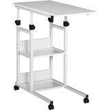 HOMCOM Stranska miza E1 iverna plošča, kovina, umetna masa 80D x 40Š x 82V cm bela, (5000242421) | Shoptok.si