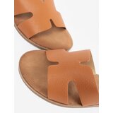Shelvt Caramel women's flip-flops with cutouts | shoptok.hr