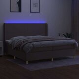  Krevet box spring s madracem LED smeđesivi 200x200 cm tkanina | shoptok.hr