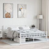 Maison Chic Posteljni okvir - Dvoposteljna postelja - Zakonska postelja bel kovinski 160x200 cm, (21692646) | Shoptok.si