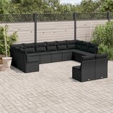 vidaXL 12-dijelni set vrtnih sofa od poliratana s jastucima crni Cijene