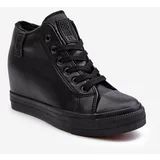 Big Star Women's leather wedge sneakers MM274001 Black