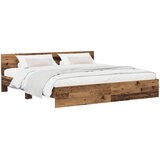  Okvir kreveta s uzglavljem s uzglavljem Staro drvo 200 x 200 cm | shoptok.hr