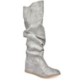 Fox Shoes Women's Gray Suede Boots with Hidden Wedge Heels | shoptok.hr
