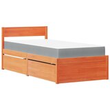 The Living Store Postelja s predali in vzmetnico vošč. rjava 90x200 cm borovina - Postelja, (21607667) | Shoptok.si