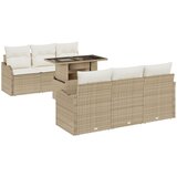 vidaXL set od 7 komada garniture za vrt s jastučićima bež poli ratana, dvosed za vrt s jastučićima bež poli ratana Cijene
