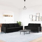 vidaXL Sedežna garnitura 2-delna z blazinami črn žamet | Shoptok.si