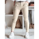 DStreet Spodnie damskie chinosy z paskiem MODELA cappuccino | shoptok.hr