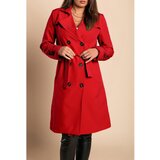 Fenzy Eleganten Trenčkot Z Gumbi, Rdeč | Shoptok.si