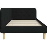 vidaXL Kutni okvir kreveta s uzglavljem Crna 90 x 200 cm tkanina | shoptok.hr