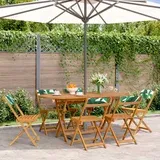  Zložljivi vrtni stoli 6 kosov zeleno blago in trden les