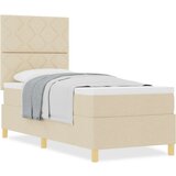 Postelja z vzmetnico z vzglavjem krema 80 x 200 cm blago, (5000128468) Slike