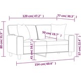  Dvosjed s ukrasnim jastucima Krem 120 cm od umjetne kože | shoptok.hr