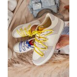 Resti White and gray women's sports sneakers with yellow laces Olierinc - Footwear | Shoptok.si
